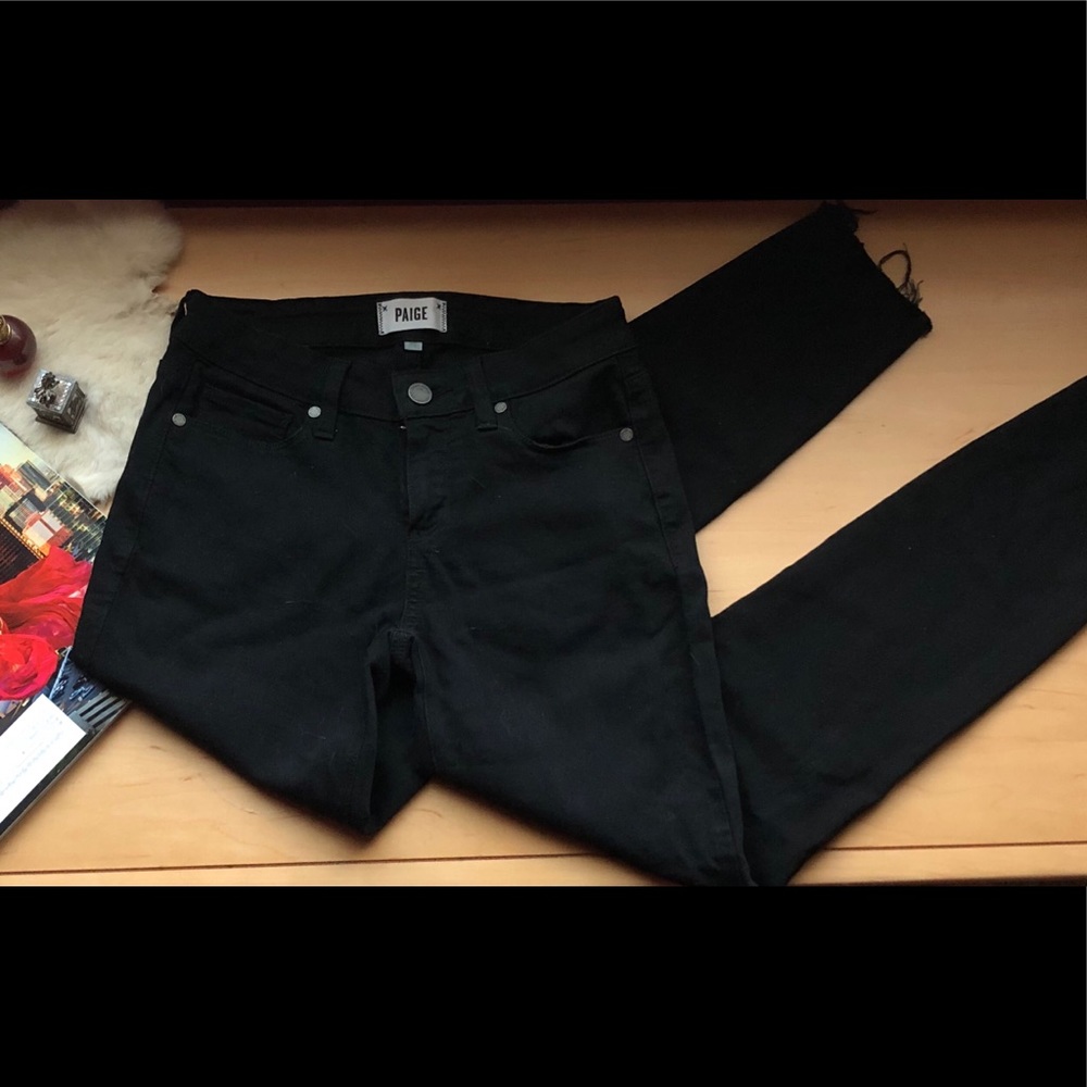 *Paige* Black Frayed Skinny Jeans